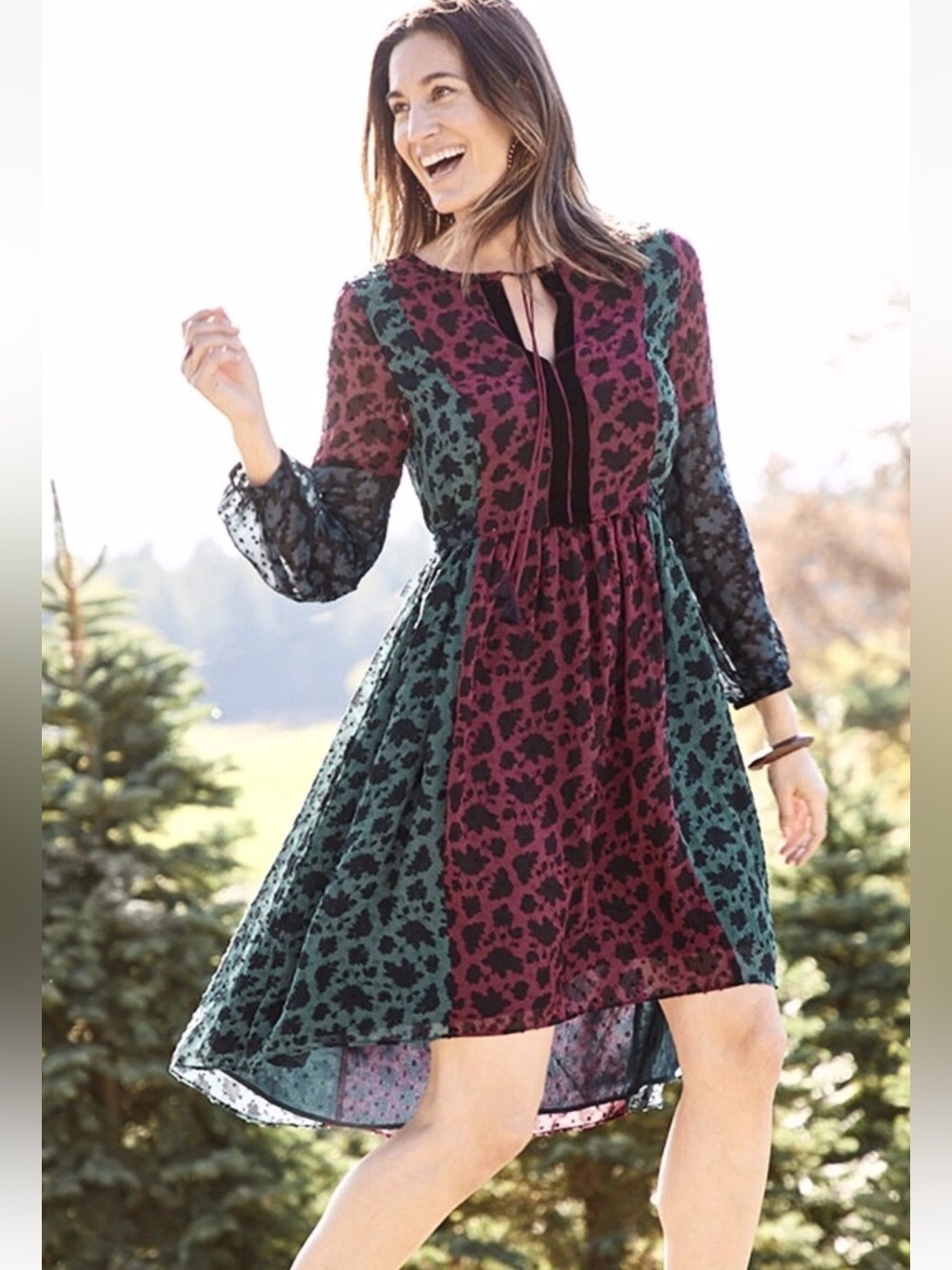 NWT Matilda Jane A LITTLE PARTY Dress Medium M Hi Lo Swiss Dot Ties Holiday